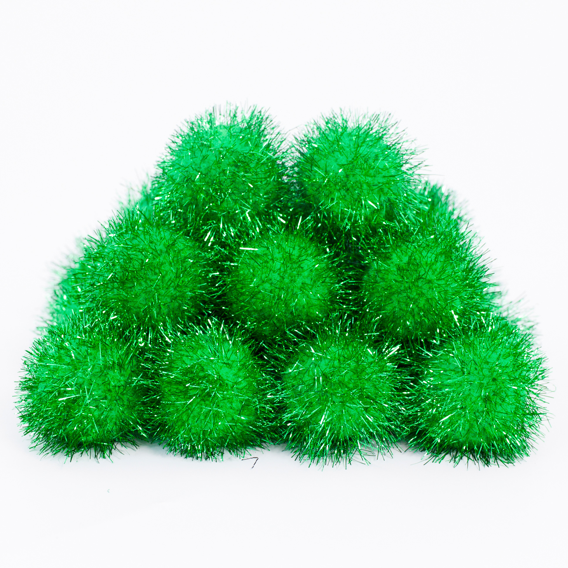 Mixed Glitter Christmas Pom-Poms - Assorted Sizes 10,15,25,30mm In Red, White & Green